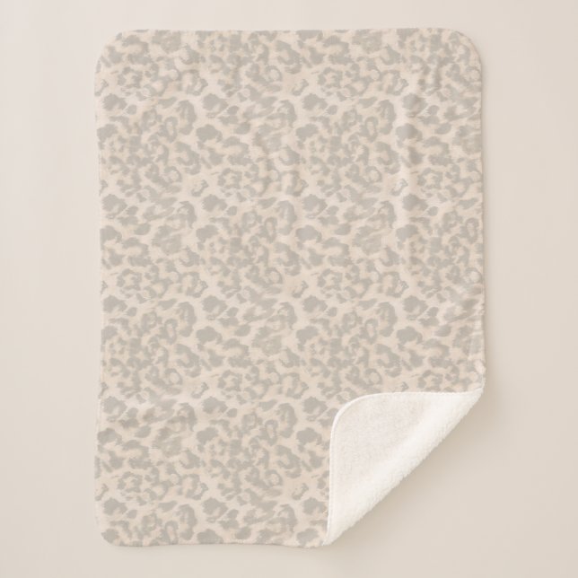 Beige leopard print . sherpa blanket (Front)