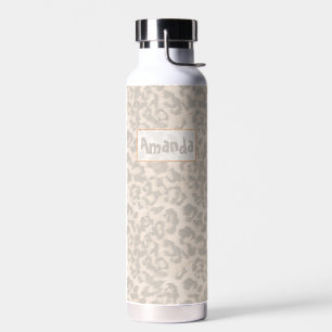 Beige leopard print. water bottle
