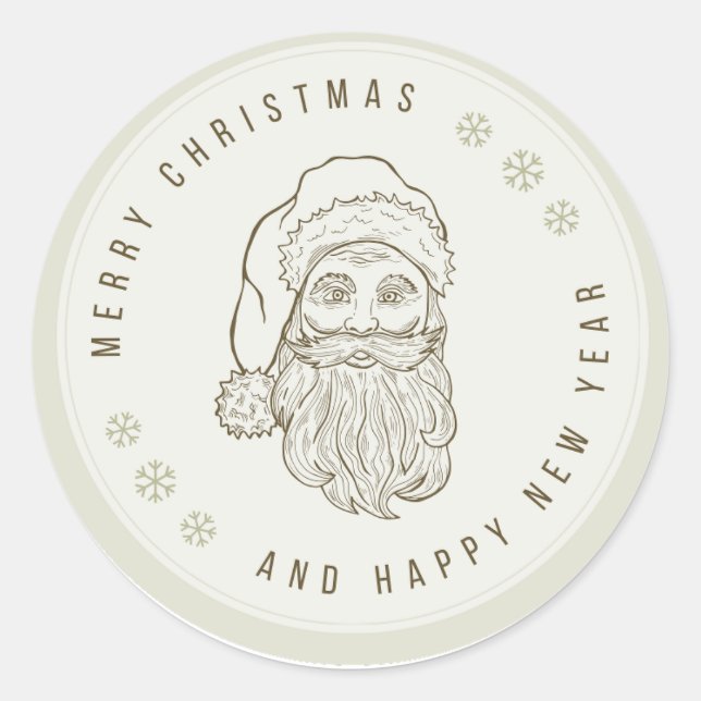 Beige Light Green Vintage Merry Christmas STICKER (Front)