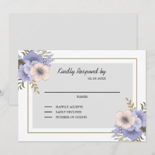 Beige & Lilac Flowers RSVP Invitation