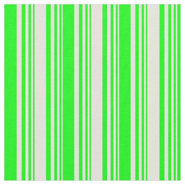 Beige & Lime Stripes Pattern Fabric (Close Up)