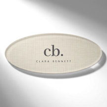 Beige Linen Creme Minimalist Elegant Bold Monogram