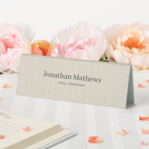 Beige Linen Creme Texture Simple Elegant Monogram