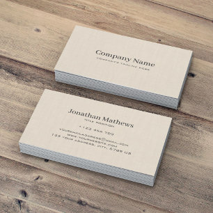Beige Linen Creme Texture Simple Elegant Monogram Business Card