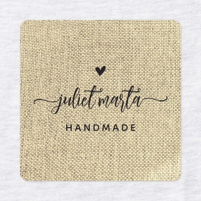 Beige linen Custom Iron on Label for crafter (Design 1)