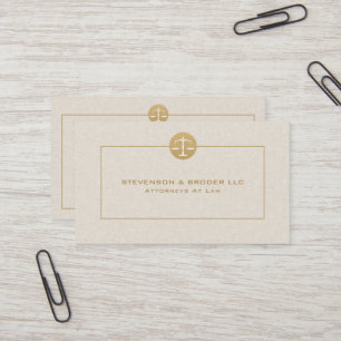 Beige Linen & Gold Logo & Typography Business Card