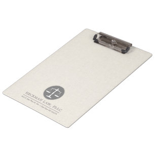 Beige Linen Gray Justice Logo Clipboard