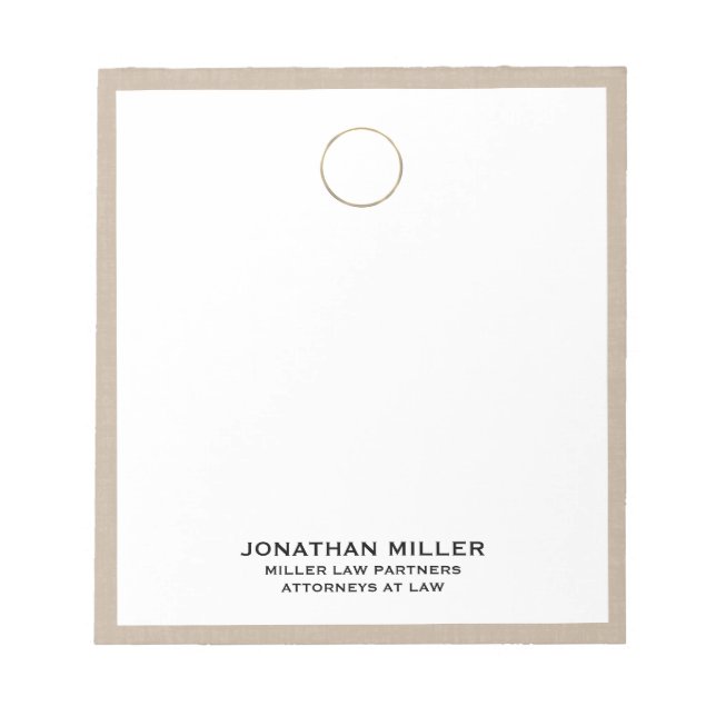 Beige Linen Legal Notepad (Front)