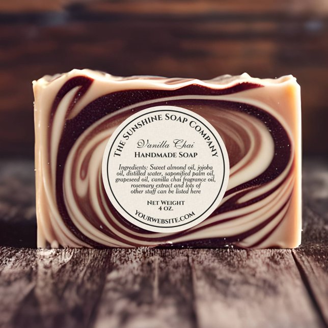 Beige linen paper style soap cosmetics bath bombs classic round sticker (Creator Uploaded)