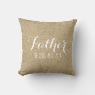Beige Linen Personalised Father's Day Cushion