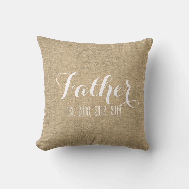 Beige Linen Personalised Father's Day Cushion (Front)