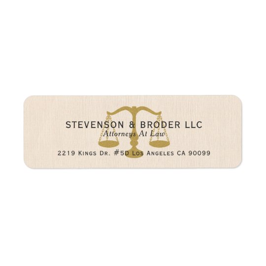 Beige Linen Texture & Gold Justice Scale Return Address Label