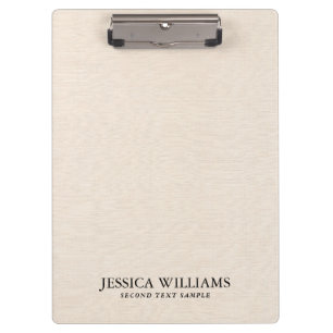 Beige linen texture simple black typography clipboard