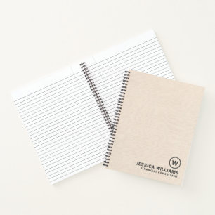 Beige linen texture simple black typography notebook