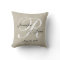 Beige Linen White Monogram Wedding Keepsake Pillow