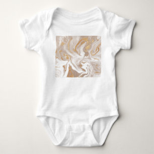 Beige liquid marble, gold line art. baby bodysuit