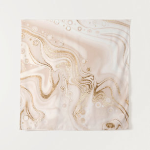 Beige liquid marble with gold glitter splash tapestry