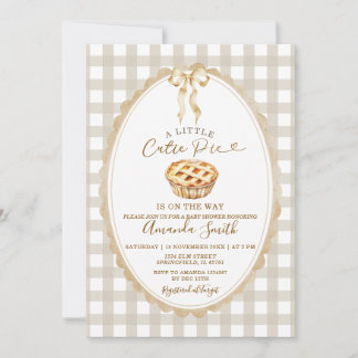 Beige Little Cutie Pie Is on the Way Baby Shower Invitation