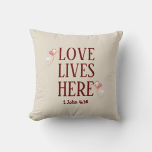 Beige   LOVE LIVES HERE   Stylish Customisable Cushion