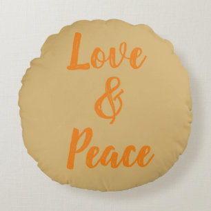 Beige Love & Peace Round Cushion