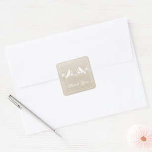 Beige Lovebirds Floral Thank You Stickers