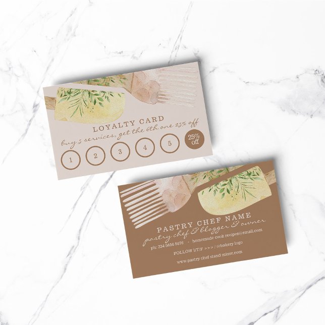 Beige Loyalty Unique Pastry Cooker Bakery Business Card (Creator Uploaded)
