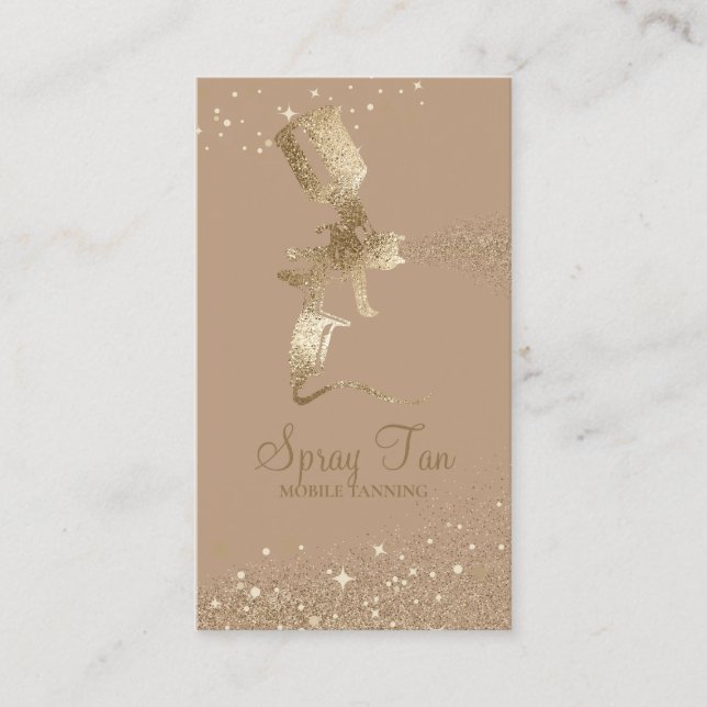 Beige Lux Tanning Spray Sparkle Gold Business Card (Front)