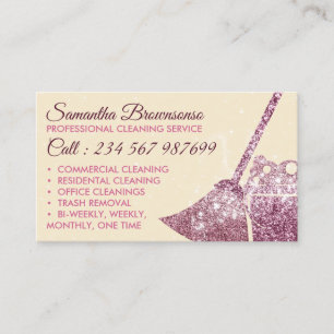 Beige Luxury Cleaning Maid Janitorial Business Card