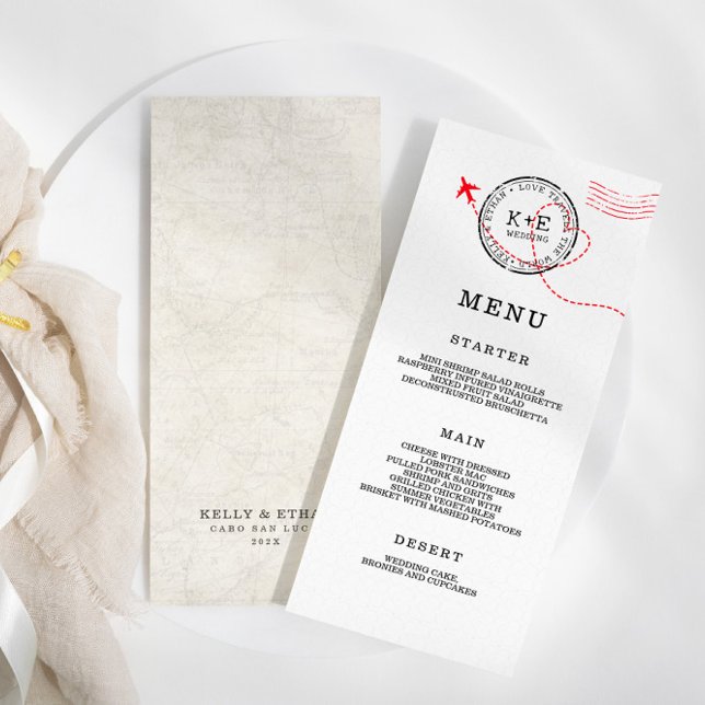 Beige Map Destination Wedding Menu (Creator Uploaded)