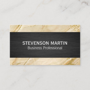Beige Marble   Black Texture Business Card