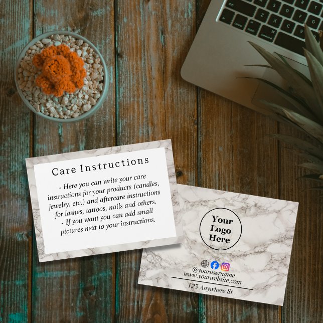 Beige marble Care Instruction Card (Creator Uploaded)