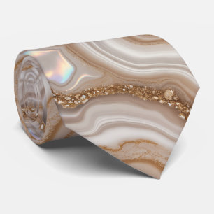 Beige marble gold Gemstone Tie