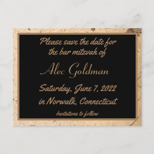 Beige Marble Save the Date Postcard