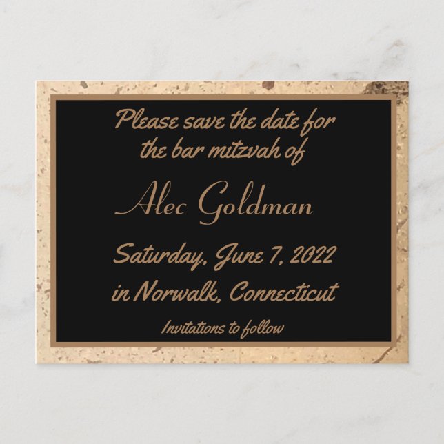 Beige Marble Save the Date Postcard (Front)