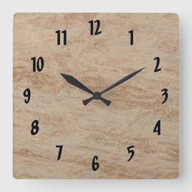Beige Marble Square Wall Clock (Front)
