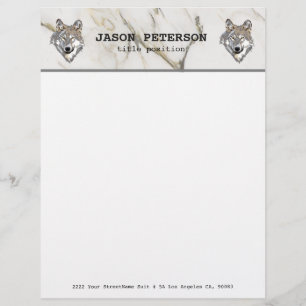 Beige Marbled And Wolf Custom Letterhead