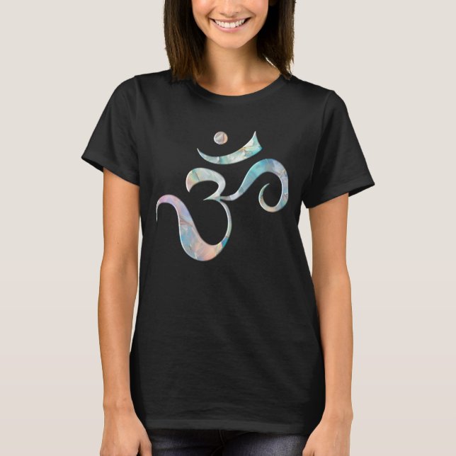 Beige Marbled Om  T-Shirt (Front)