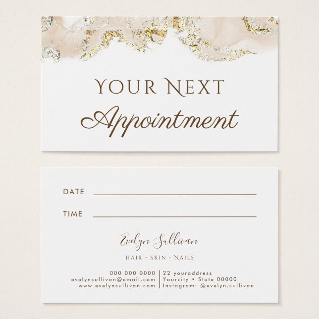 beige marbling design Appointment Card (Front & Back)