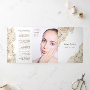 Beige marbling design trifold brochure