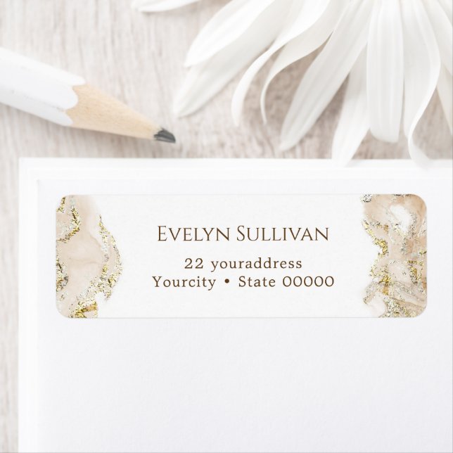 Beige marbling return address label (Insitu)