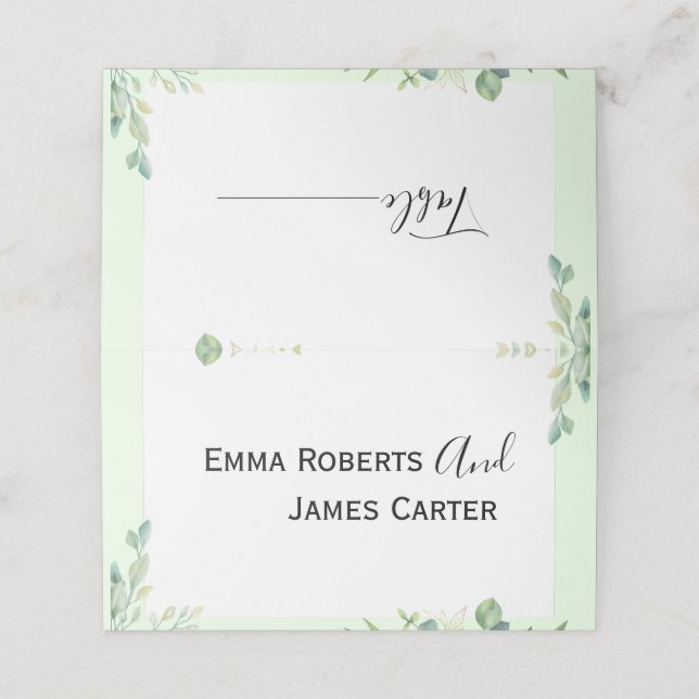 Beige Meadow Greenery Folded Place Card (Outside Unfolded)