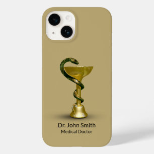 Beige Medical Bowl Snake Hygieia Gold Caduceus Case-Mate iPhone 14 Case