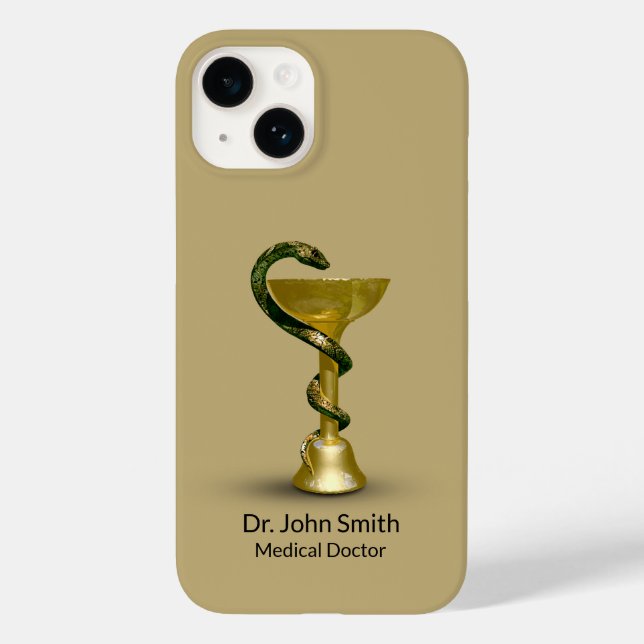 Beige Medical Bowl Snake Hygieia Gold Caduceus Case-Mate iPhone Case (Back)