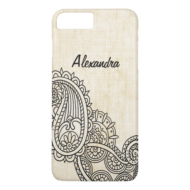 Beige Mehndi Motif iPhone 7 Plus Case (Back)