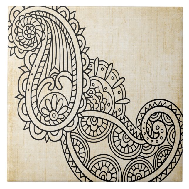 Beige Mehndi Motif Tile (Front)
