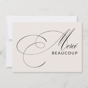 Beige Merci Beaucoup Elegant Calligraphy Thank You