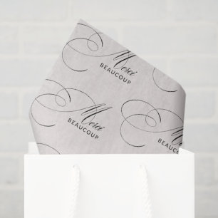 Beige Merci Beaucoup Elegant Calligraphy Thank You Tissue Paper