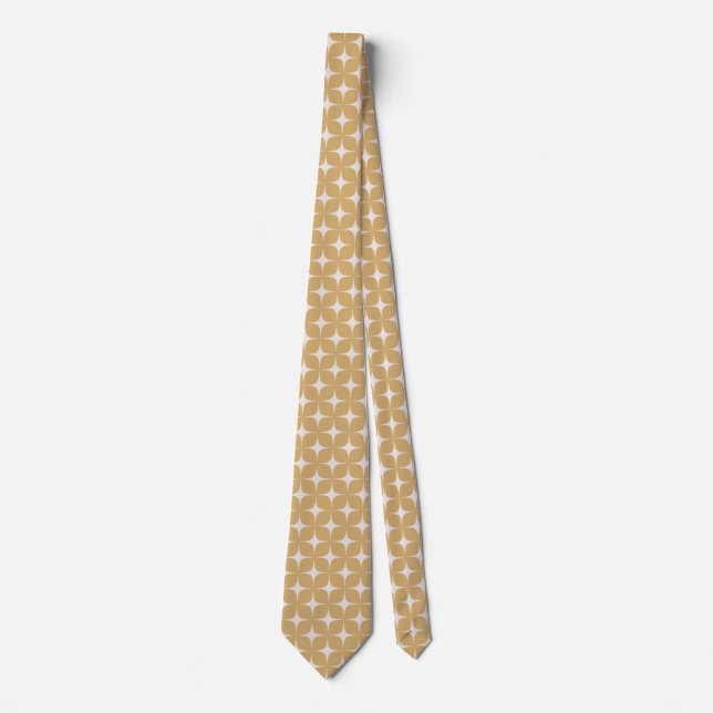 Beige Mid Century Modern Geometric Vintage Style  Tie (Front)