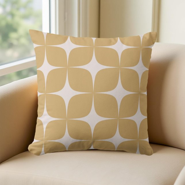 Beige Mid Century Modern Vintage Boho Geometric Cushion (Creator Uploaded)
