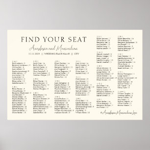 Beige Minimal Alphabetical Wedding Seating Chart